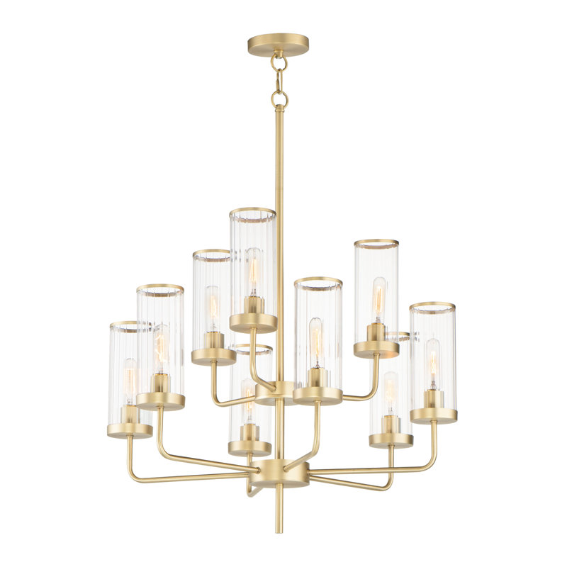 Blaugh 9 - Light Dimmable Classic / Traditional Chandelier, Satin Brass