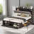 Platform Bed For Bedroom, Brown Finish Solid Wood Queen Size With Multi-Functional Storage
