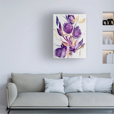 Wrapped Canvas Wall Art - Amy Tieman 'Purple Passion Blooms' Wall Art for Living Room, Bedroom, or Office Décor  - 24x32