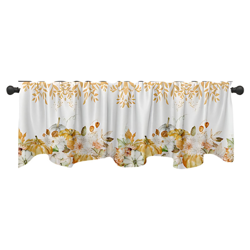 Kbndieu Thanksgiving Pumpkin Half Curtain Door Curtain Coffee Curtain Kitchen Sink Cabinet Curtain, C