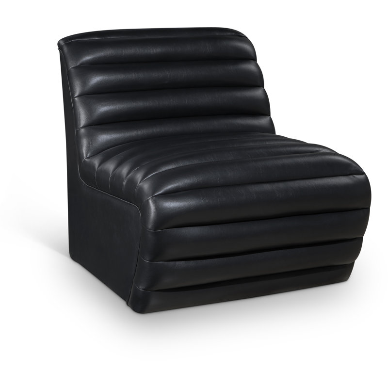 Vega Leather Accent Chair, Black Vegan Leather