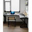 Bureau noir en bois massif noir en forme de L-1750412300