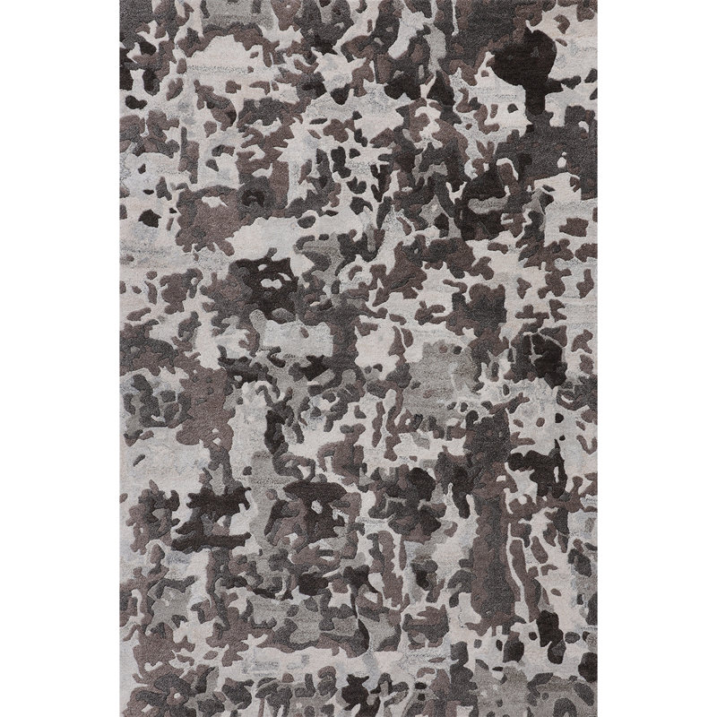 Hand Woven Wool Abstract Area Rug, Rectangle 3'10" x 5'11"