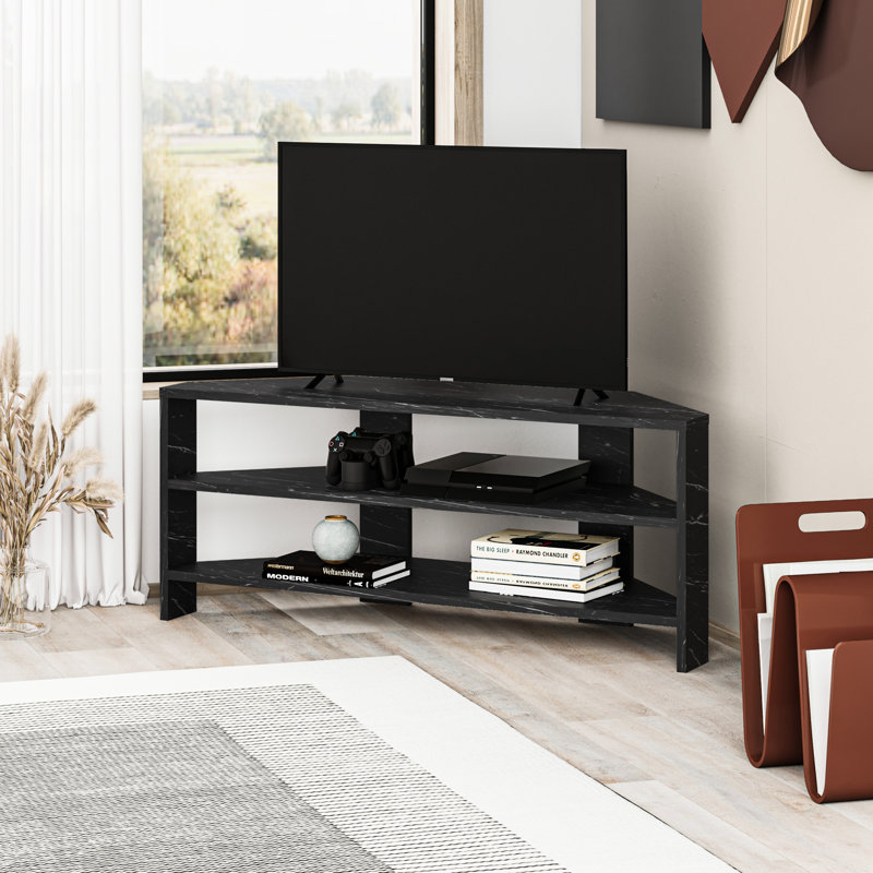 Beene TV Stand for TVs up to 49" Stylish Corner Media Unit, Black/Grey