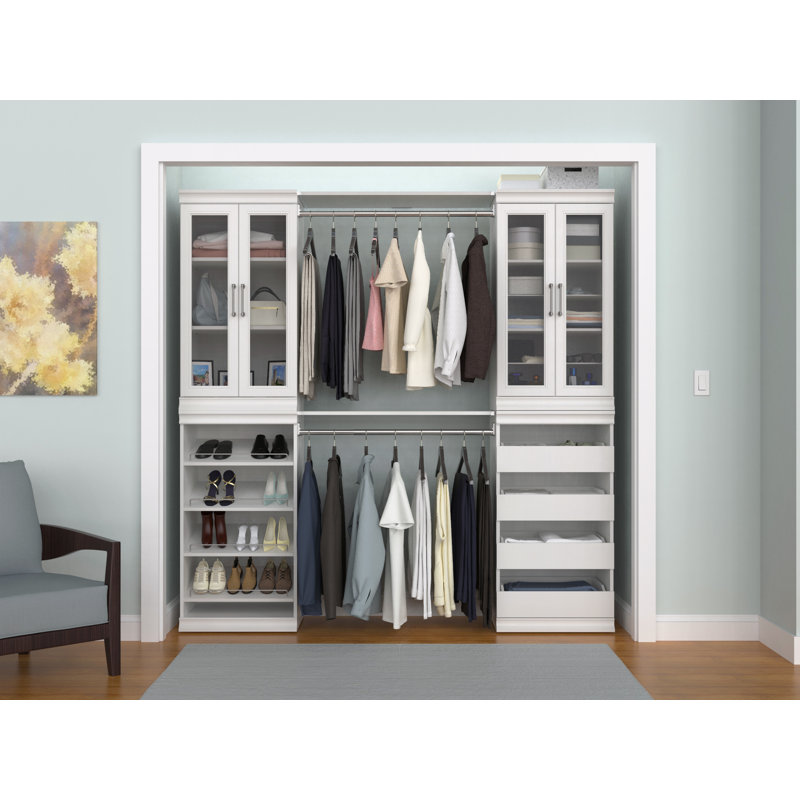 Système de rangement modulaire l 69 po - l 91 po avec portes, Blanc