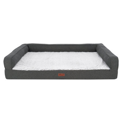 Birch Faux Fur & Soft Faux Linen Modern Sofa Dog Bed