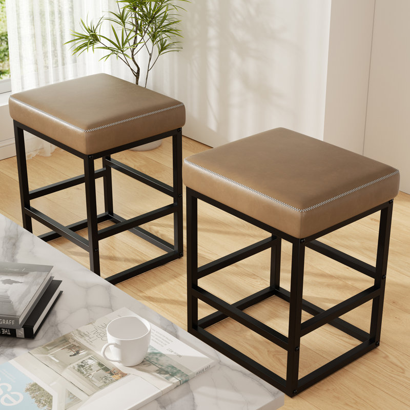 Modern Edge, Cozy Feel: Faux Leather Upholstered Counter Bar Stools for Every Home, Coffee