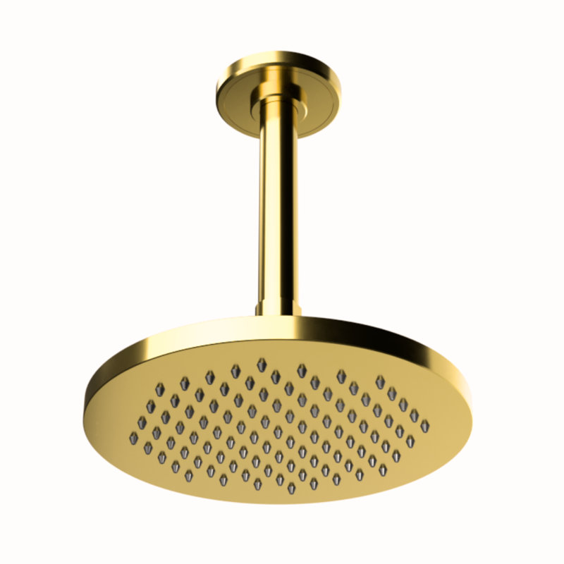 Rainstone Rainshower Head - Modern, 8", Unlacquered Polished Brass