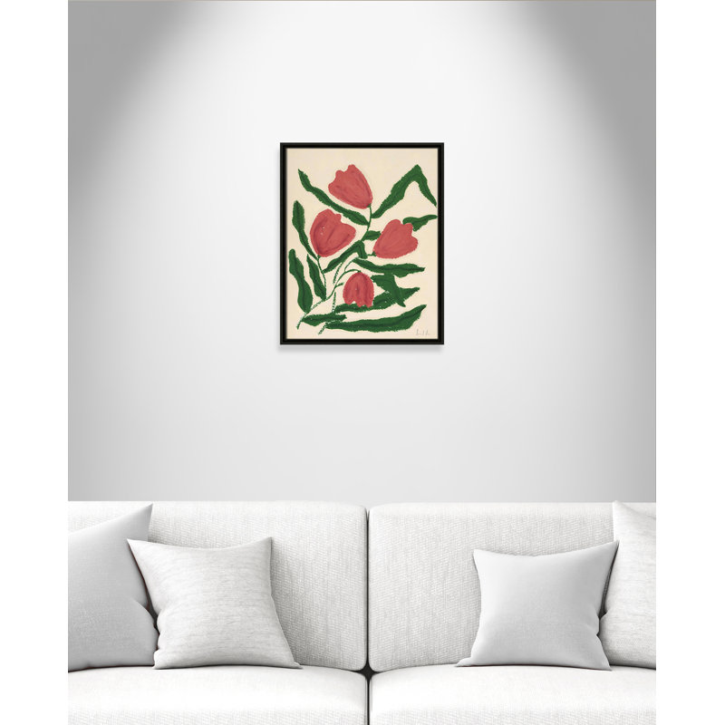 «Colette Red Tulips Print» par Camilla Bergqvist, H 21,5 po x l 17,5 po, Espresso