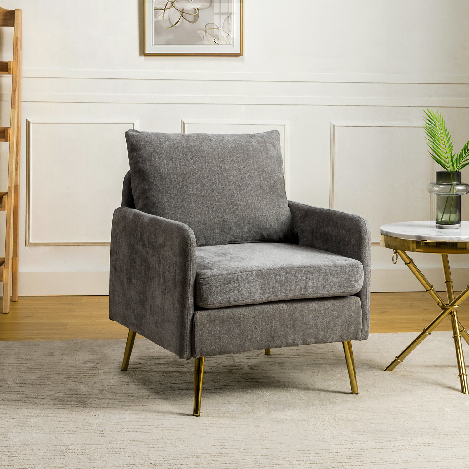 Wayfair armchair online and footstool