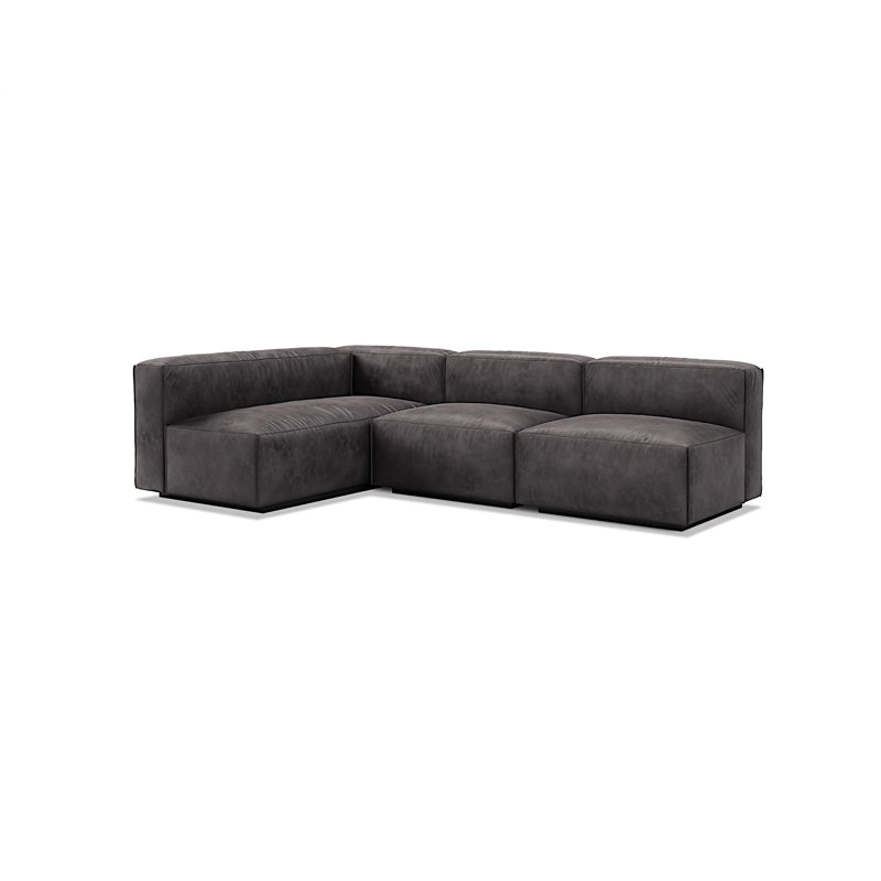 Cleon Modular Sectional, Camel Genuine Leather, Left Hand Facing