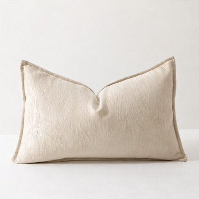 Champagne Chenille Woven Minimalist Decorative Throw Pillow Cover 12" X 20"
