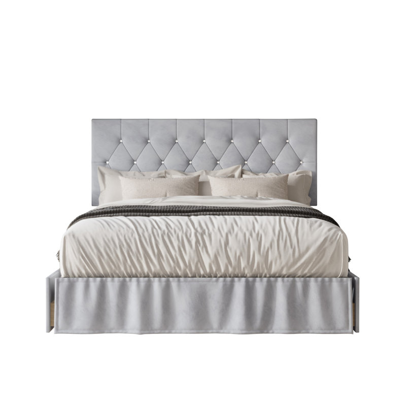 Tandy Upholstered Storage Bed, Silver Gray, Full