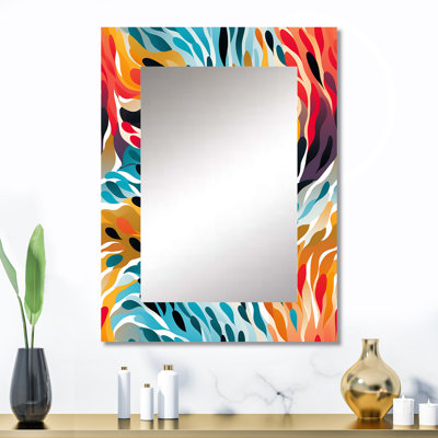Alshon Rainbow Cheetah Waves - miroir unique abstrait, grand miroir mural abstrait, impression d'art en métal