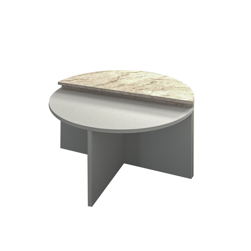 Modern Nesting Coffee Table Set (2 Pieces), Grey & Travertine, 27.6 x 20.4 x 15.0 inches & 27.6 x 18.7 x 13.8 inches | 100% Melamine Coated Particle Board, Thickness: 0.7 inches | Stylish & Functional for Living Rooms & Offices