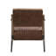 Fauteuil d'appoint Eacnlz, cuir fleur cacao et finition fer mat