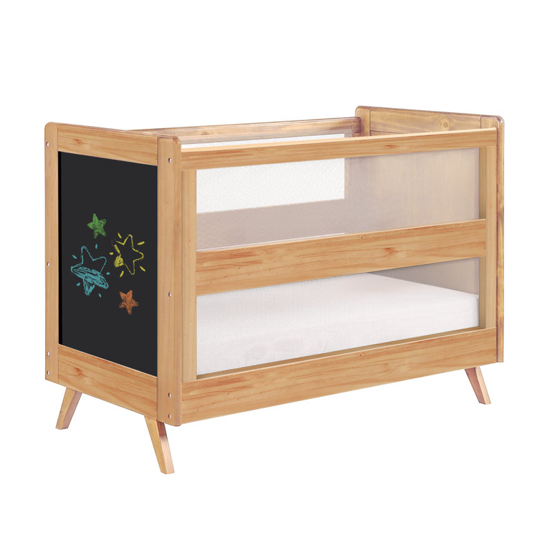 Beech and Chalkboard Mesh Convertible Crib with Eco-Friendly Pine