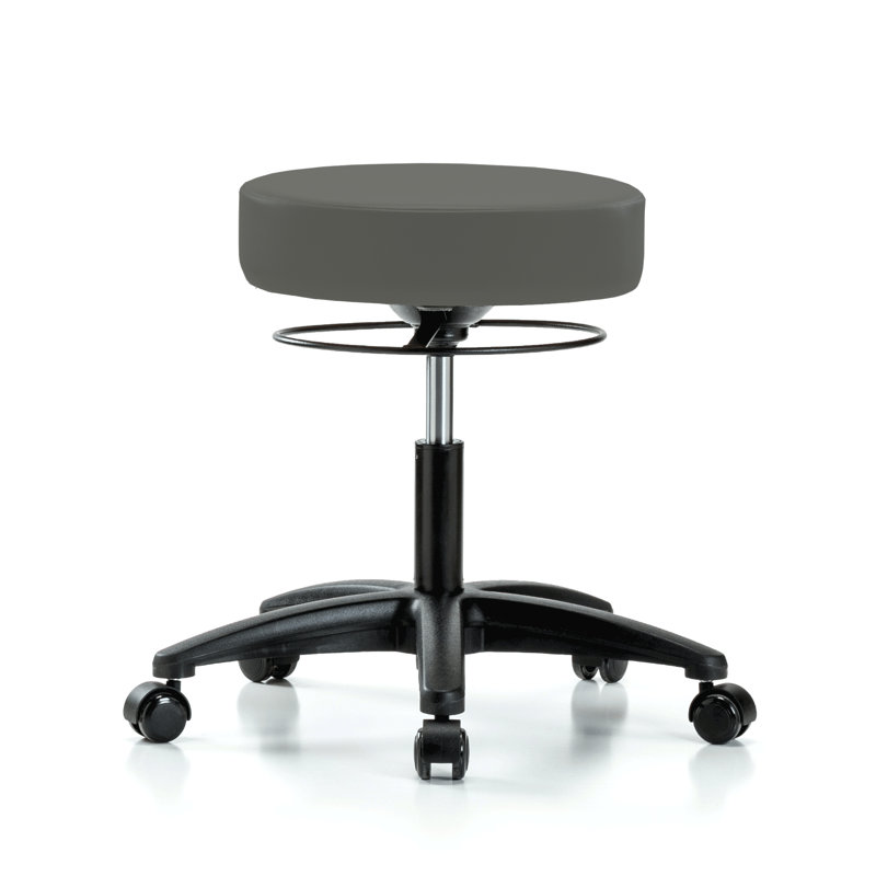 Tabouret réglable en hauteur PERCH Stella |  Hauteur du bureau: 18,5 à 24 po, Vinyl gris anthracite, Noir