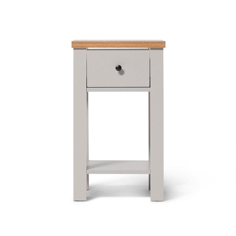 Maryhannah 45cm W Manufactured Wood Bedside Table, 1 Drawer, Grey