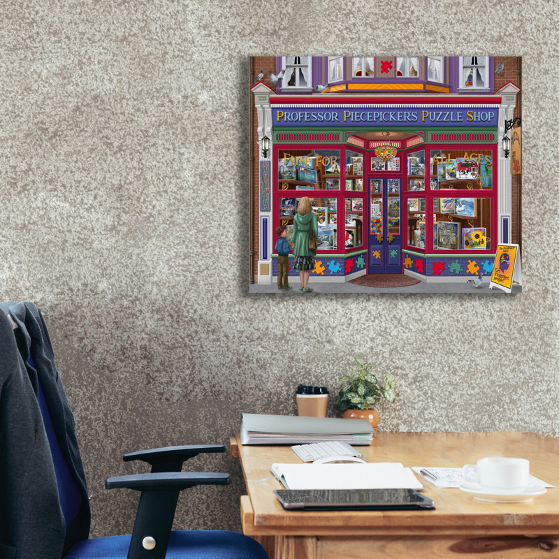 «Professeur casse-tête» par Bigelow, illustrations sur toile, H 26 po x l 30 po x P 1,5 po