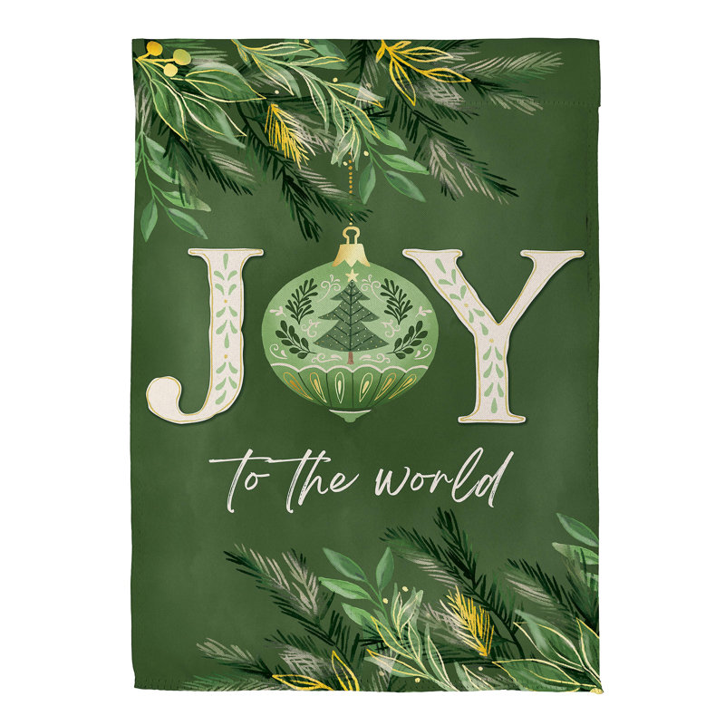 Drapeau de jardin en suède Greenery Joy To The World