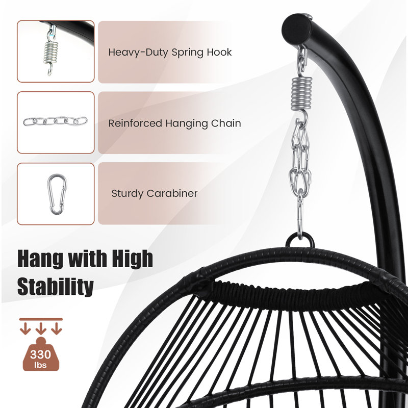 Channce 1 Person Egg Chair with Stand, Brown