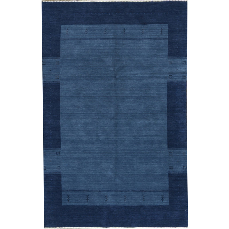 Tapis bleu marine noué à la main de haute qualité