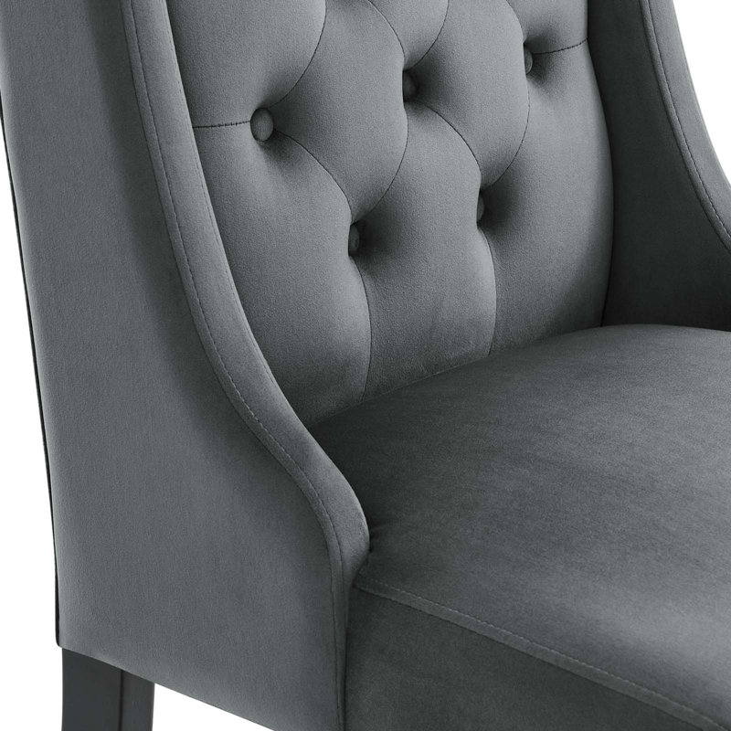 Baronet Gray Velvet Upholstered High Back Side Chair Set
