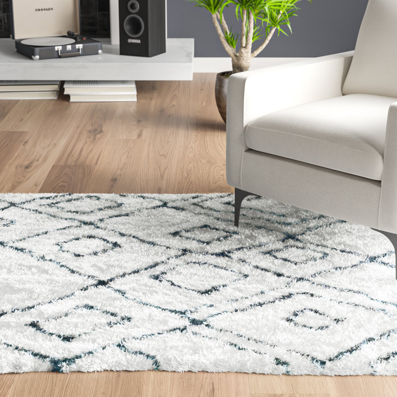 Tapis à poil long touffeté à la main à motif géométrique Aderita Toronto, Rectangulaire 8 pi x 10 pi