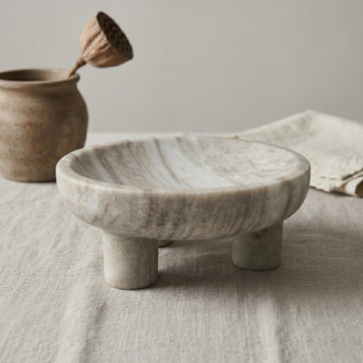 Pythia - Bol décoratif en marbre beige | Pièce maîtresse