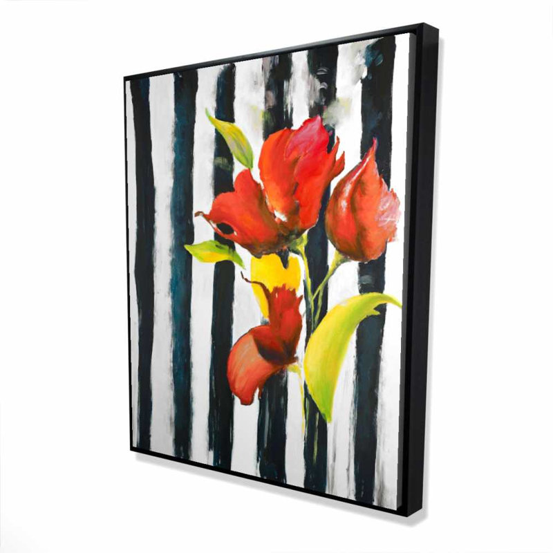 Fleurs sur rayures - Décoration sur toile tendance