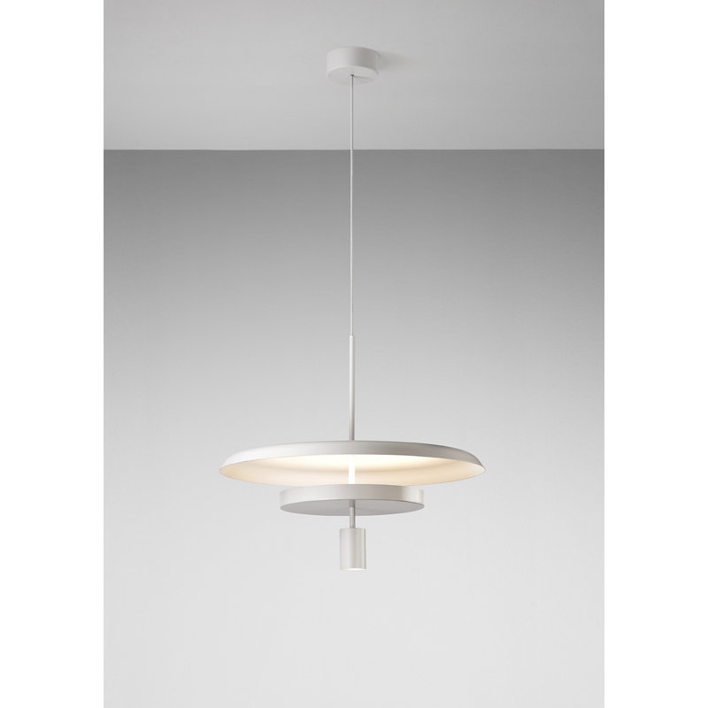 1 - Light LED Dome Pendant, Matt White, Chrome