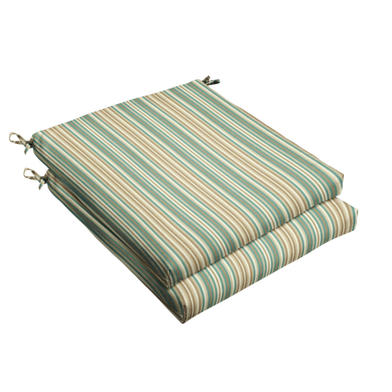 Sunbrella Outdoor Stripe Chair Cushion, 19' W x 19" D, Gavin Mist Striped