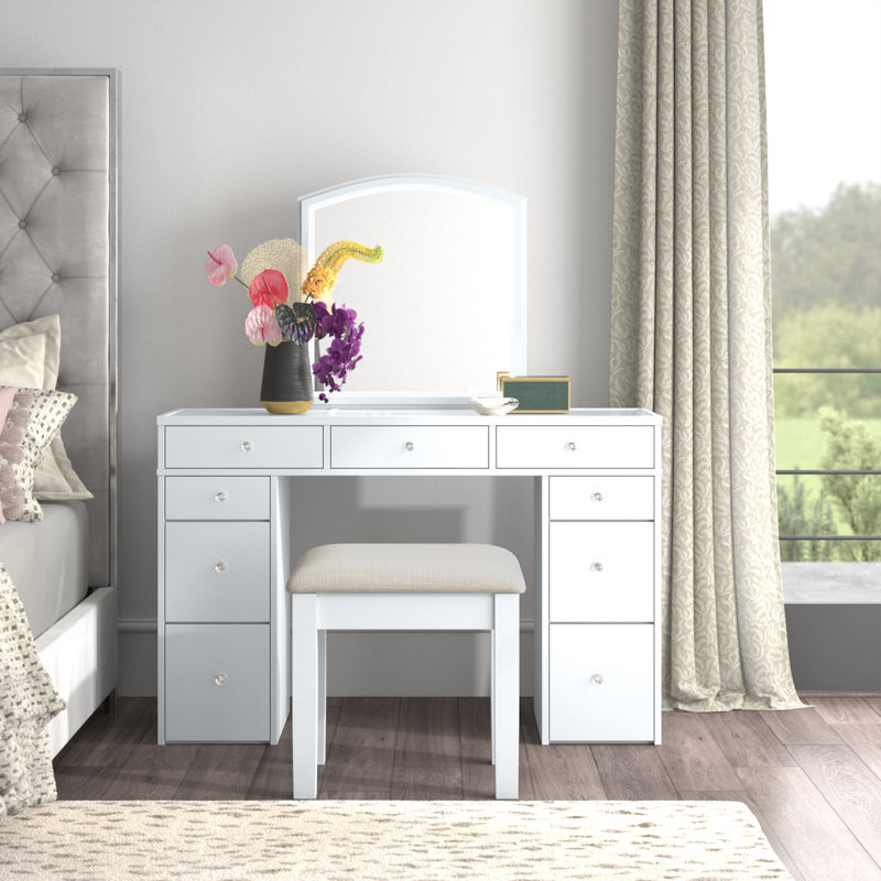 Ensemble coiffeuse et tabouret Walburg