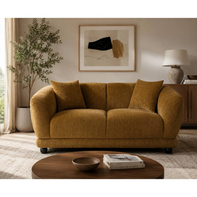 Lennox Brown Chenille Loveseat w/2 Pillows
