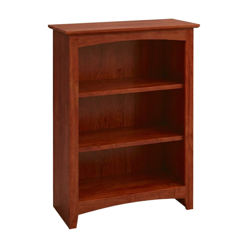 Malani 36" H Solid Wood Classic Bookcase, Washington Cherry, (3 Shelves) 36"H x 25.75"W x 12.875"D