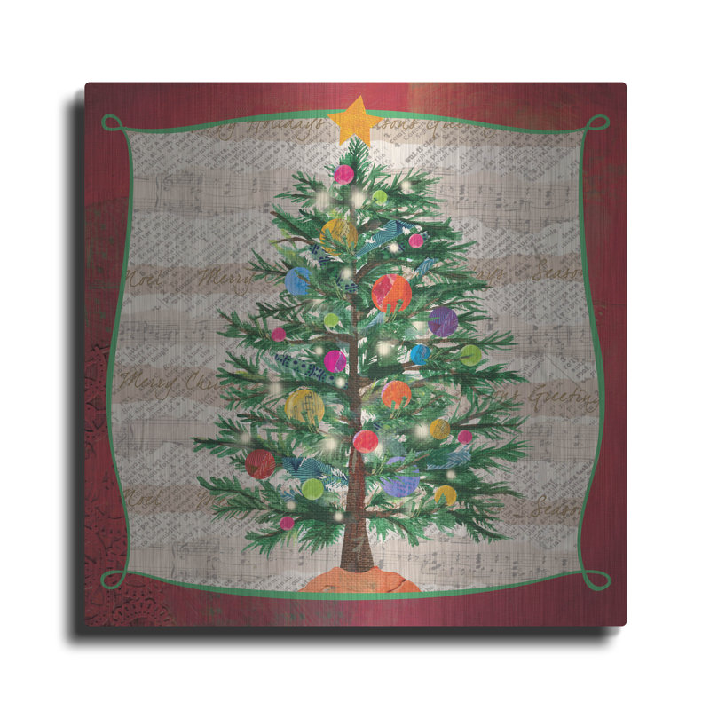  «Collage Christmas 1» par Fiona Stokes-Gilbert, art mural en métal, H 36 po x l 36 po
