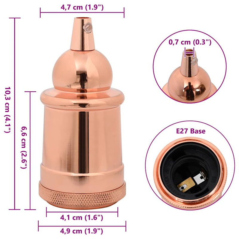 Symple Stuff Lamp Holders 2 Pcs Red Bronze E27, Rose Gold