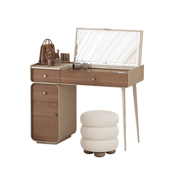 Commode 31,5 "simple blanche + brune avec coiffeuse et miroir