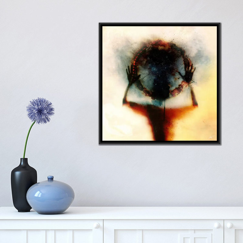 « plus proche », reproduction sur toile, H 18 po x l 18 po x P 1,5 po, Toile avec cadre noir, Pas de tapis