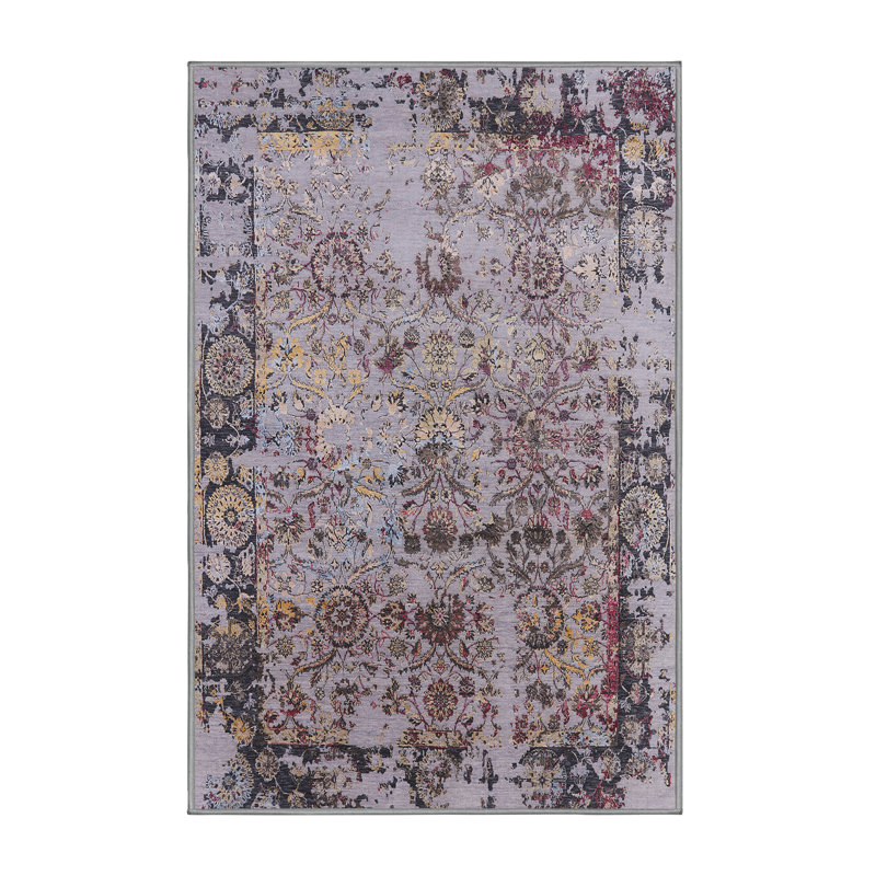 Tapis floral gris, Rectangle 7 pi x 10 pi