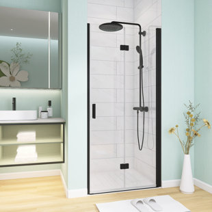 Porte de douche battante pivotante en verre trempé transparent sans cadre l 34 po x H 72 po