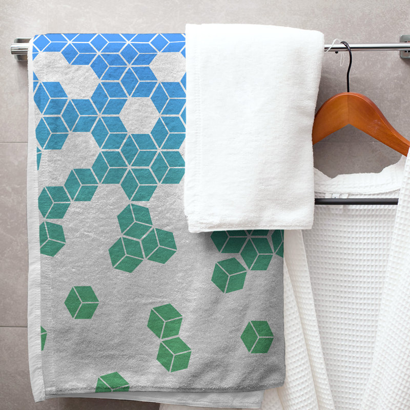 Serviette de bain cube culbuteur, Dégradé paon
