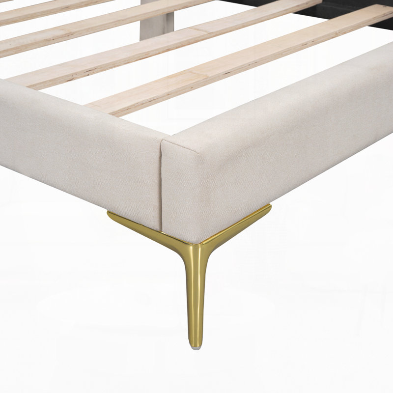 Upholstered Daybed with Headboard and Armrest, Beige, Twin