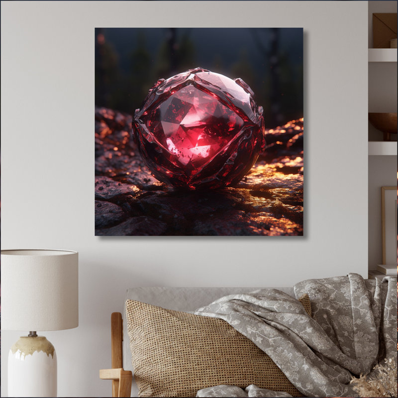 «Red Gold Vibrant Stones» sur impression sur toile, H 16 po x l 16 po x P 1 po, Toile tendue