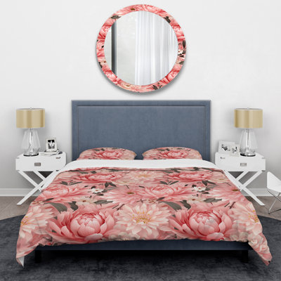 Ensemble de housse de couette floral rose pivoine délicatesse I