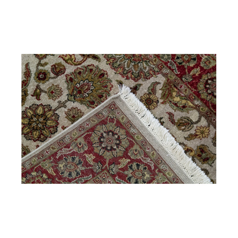 Wool Oriental Area Rug in Ivory/Red