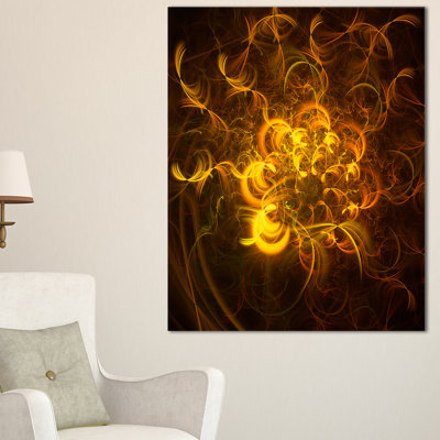 «Golden Fractal Flower in Dark», impression sur toile tendue