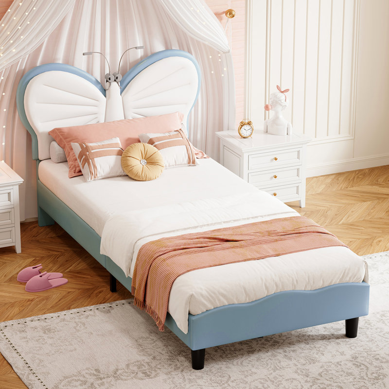 Upholstered Bed, Blue, Single (3')