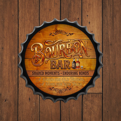 Bourbon bar capsules de bouteilles en métal plaque murale décorative rétro 13,8 x 13,8 pouces